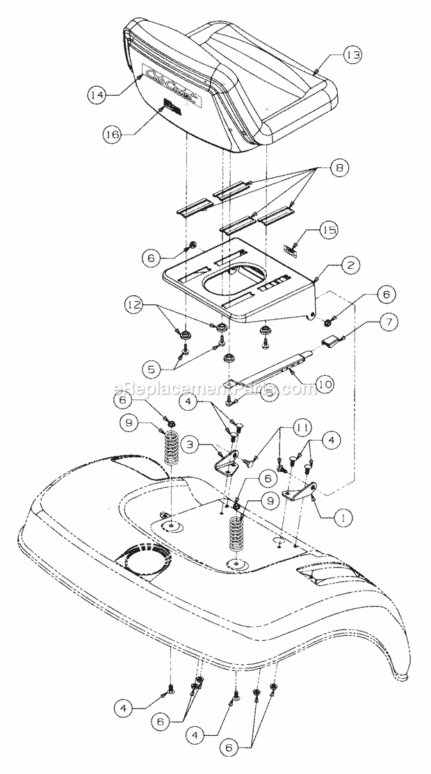 Seat And Support Diagram and Parts List for 2146 13A-224F100 Cub Cadet Lawn Tractor